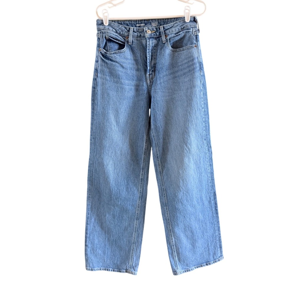 Old Navy Wide Leg Jeans size 6 Extra High Rise Light Wash Wide Leg Durango Wash
